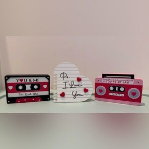 Awesome Retro Mixtape, Boombox, and Love Note Wood Decor- Set of 2- NWT